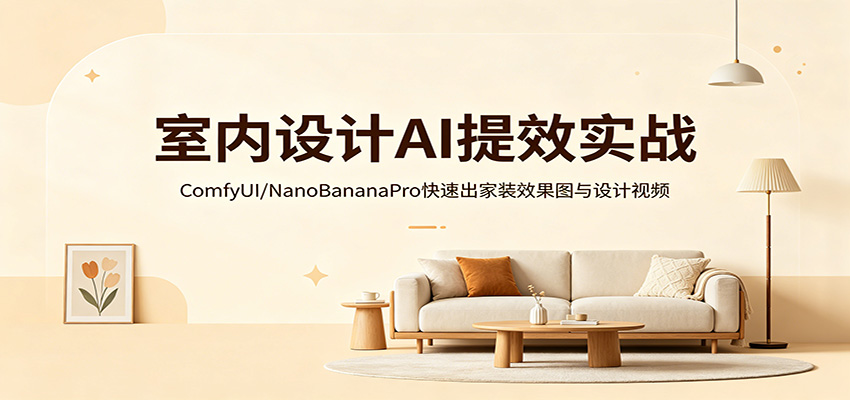 室内设计AI提效实战：ComfyUI/NanoBananaPro快速出家装效果图与设计视频-想要创业