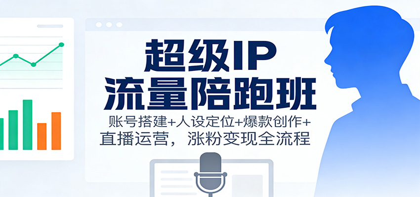 超级IP流量陪跑班：账号搭建+人设定位+爆款创作+直播运营，涨粉变现全流程-想要创业