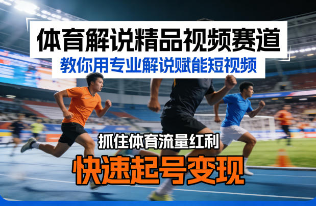 体育解说精品视频赛道，教你用专业解说赋能短视频，抓住体育流量红利，快速起号变现-想要创业