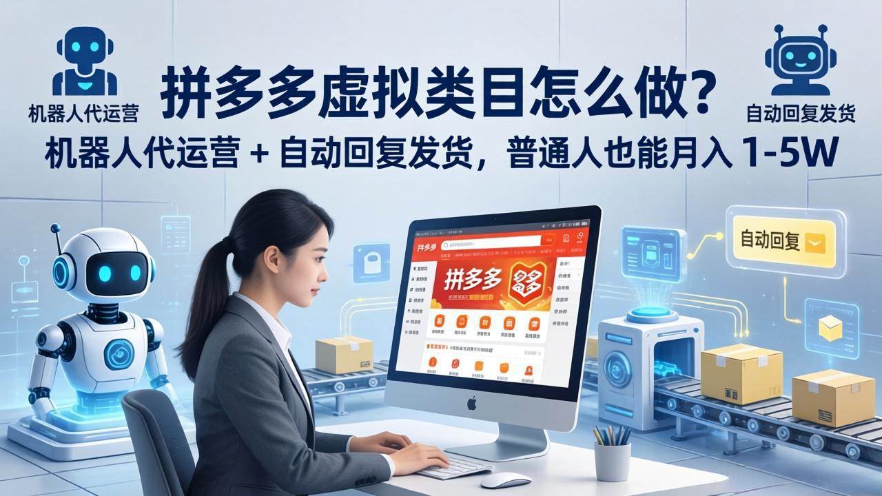 （18111期）拼多多虚拟类目怎么做？机器人代运营 + 自动回复发货，普通人也能月入 1-5W-想要创业