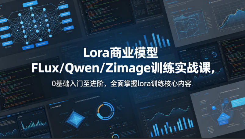 系统性学习Lora商业模型FLux／Qwen／Zimage训练实战课，0基础入门至进阶，全面掌握lora训练核心内容-想要创业