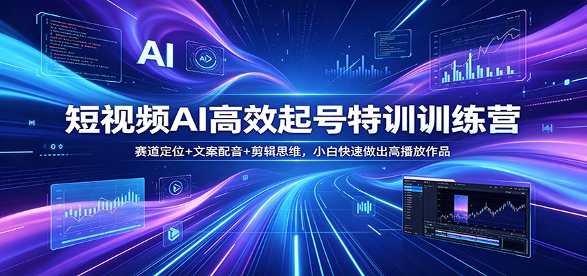 短视频AI高效起号特训训练营：赛道定位+文案配音+剪辑思维，小白快速做出高播放作品-想要创业