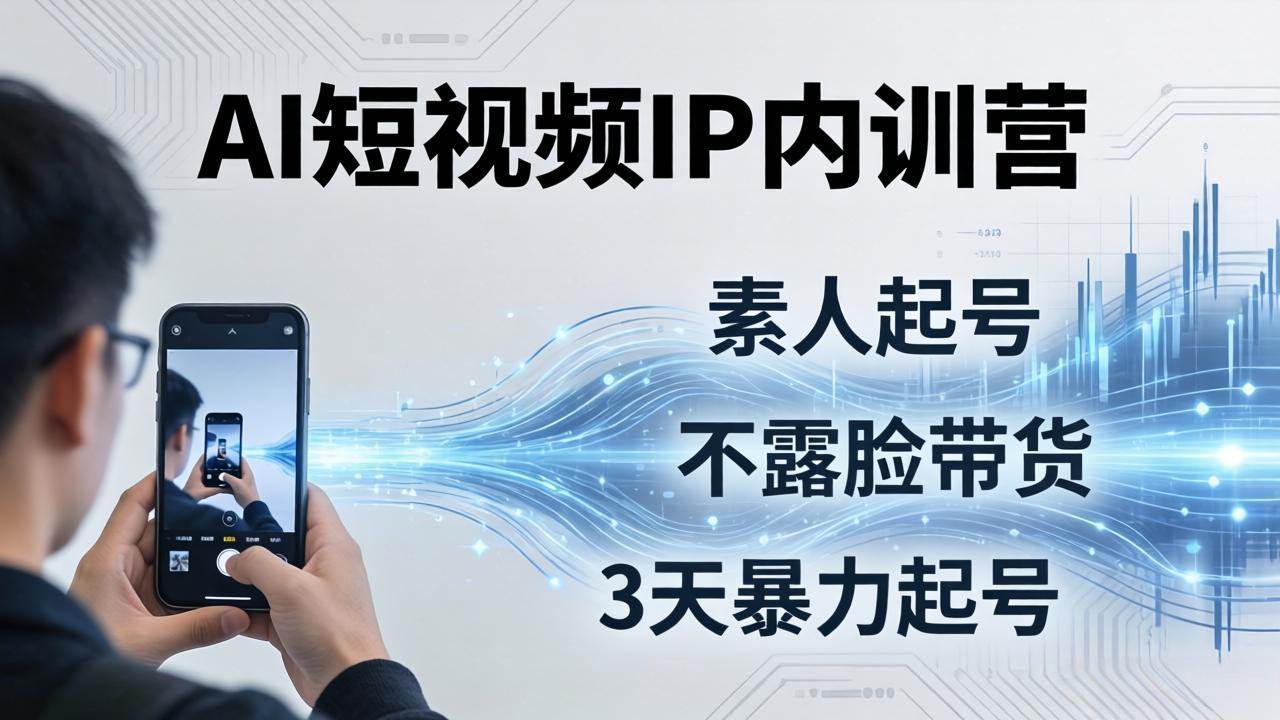 （17852期）2026AI短视频IP内训营：从素人起号到不露脸带货，3天暴力起号全流程拆解-想要创业