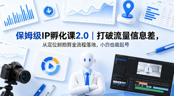 保姆级IP孵化课2.0｜打破流量信息差，从定位到拍剪全流程落地，小白也能起号-想要创业