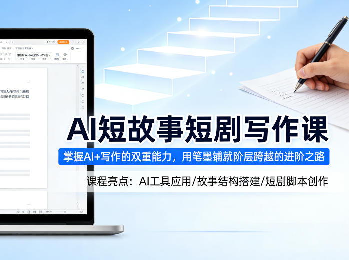 AI短故事短剧写作课，掌握AI+写作的双重能力，用笔墨铺就阶层跨越的进阶之路-想要创业