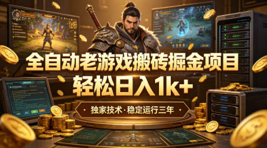 全自动老游戏搬砖掘金项目，轻松日入1k+，独家技术，稳定运行三年【揭秘】-想要创业