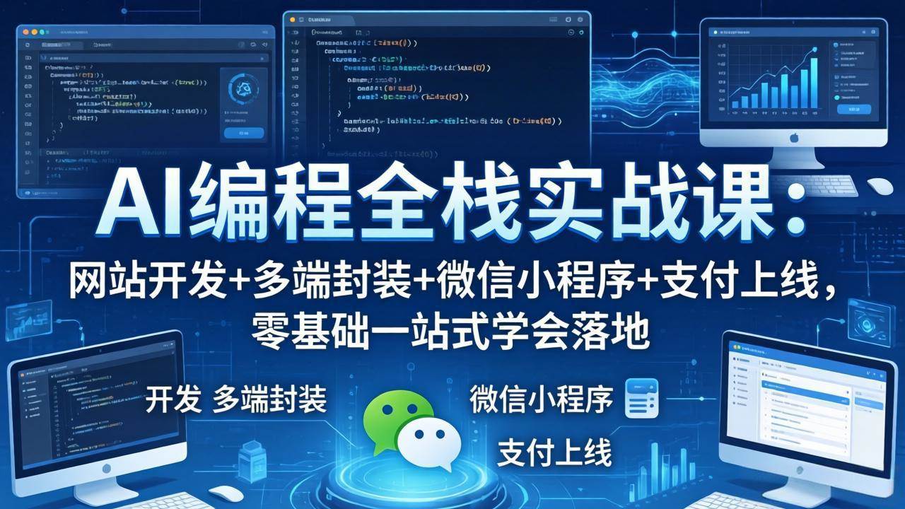 （18049期）AI编程全栈实战课：网站开发+多端封装+微信小程序+支付上线，零基础一站式学会落地-想要创业