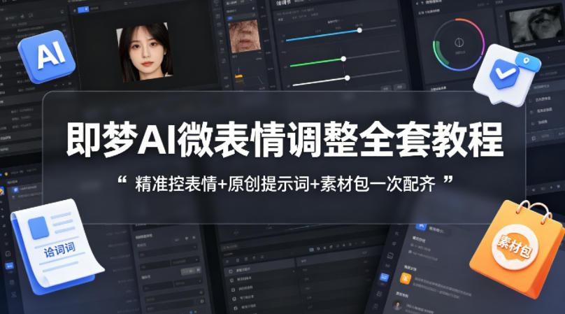 即梦AI微表情调整全套教程，精准控表情+原创提示词+素材包一次配齐-想要创业