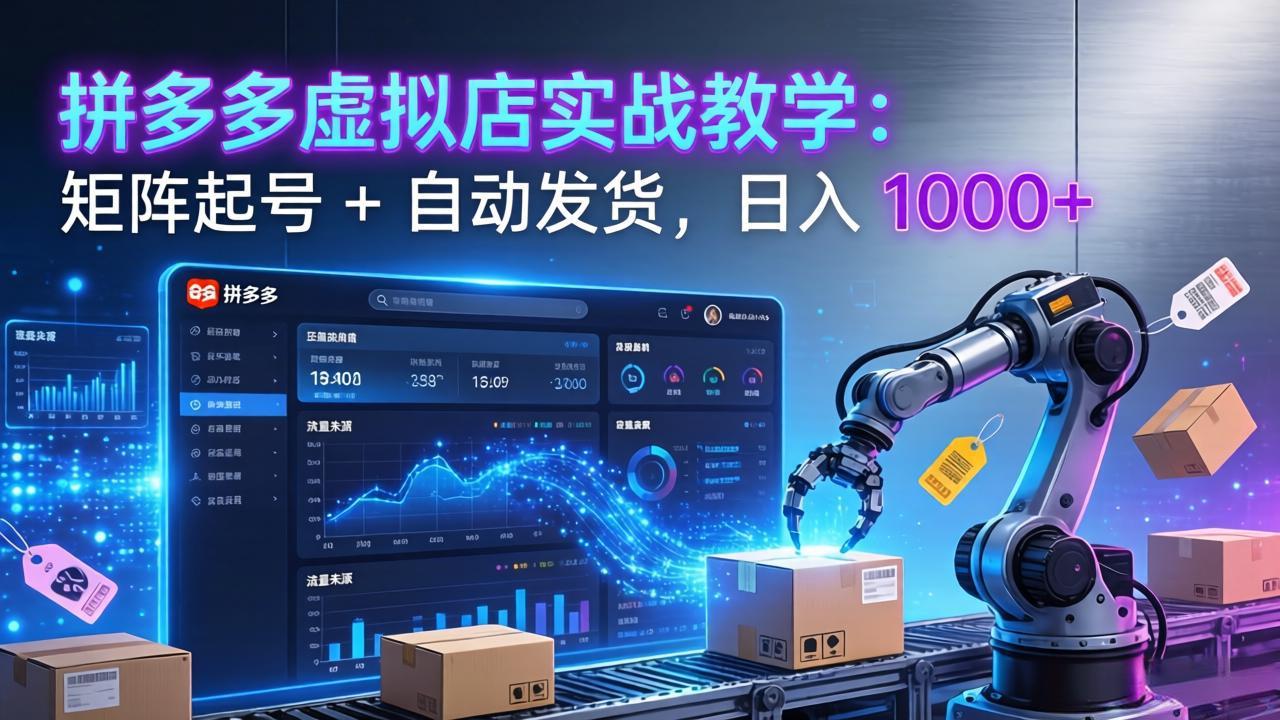 拼多多虚拟店实战教学：矩阵起号 + 自动发货，日入 1000+-想要创业