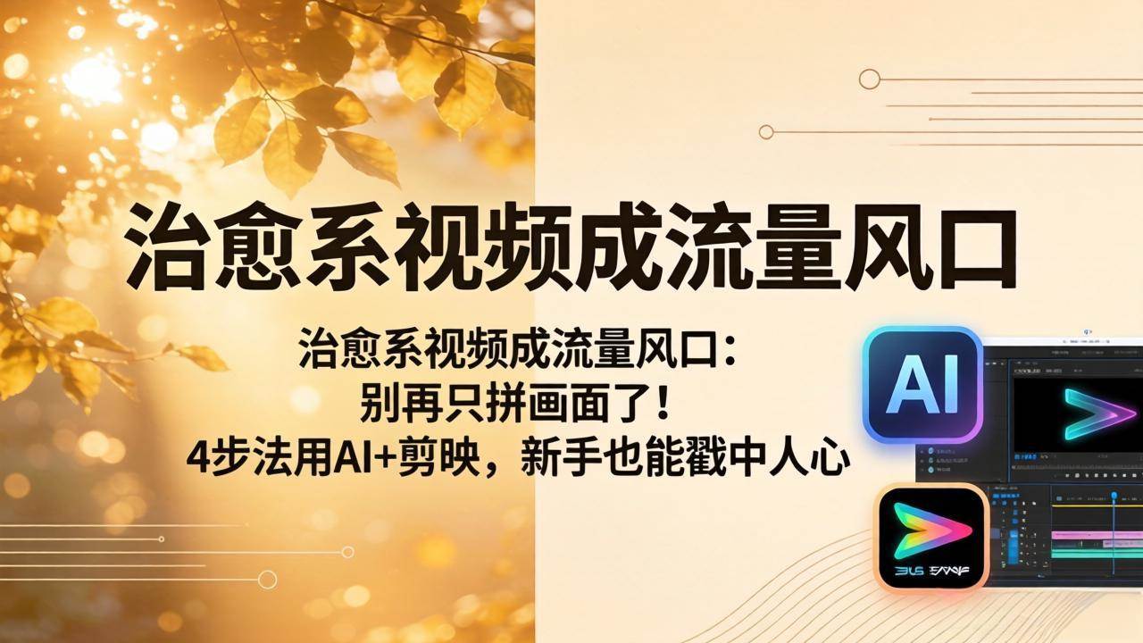 （18219期）治愈系视频成流量风口：别再只拼画面了！4步法用AI+剪映，新手也能戳中人心-想要创业