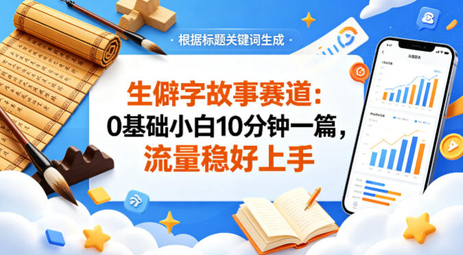公众号流量主——生僻字故事赛道，流量稳，好上手，0基础小白也能10分钟一篇-想要创业
