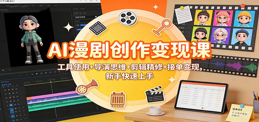 AI漫剧创作变现课：工具使用+导演思维+剪辑精修+接单变现，新手快速上手-想要创业