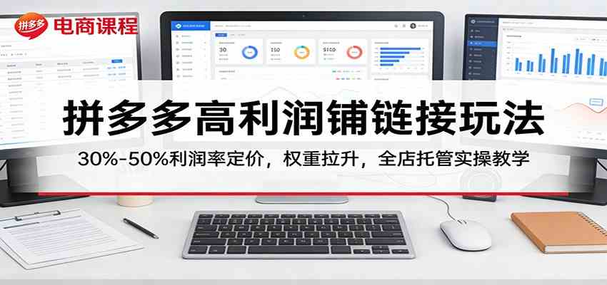 拼多多高利润铺链接玩法：30%–50%利润率定价，权重拉升，全店托管实操教学-想要创业
