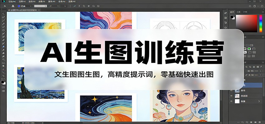 AI生图训练营:文生图图生图,高精度提示词,零基础快速出图-想要创业