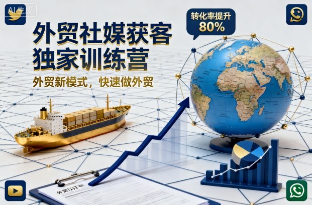 外贸社媒获客独家训练营，外贸新模式，快速做外贸（更新26年2月）-想要创业