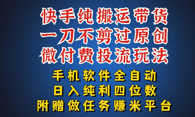 最新黑科技快手搬运带货方法，手机就能操作，轻松带你日入四位数【揭秘】-想要创业