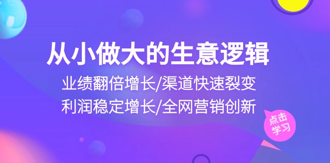 从小做大生意逻辑：业绩翻倍增长/渠道快速裂变/利润稳定增长/全网营销创新-想要创业