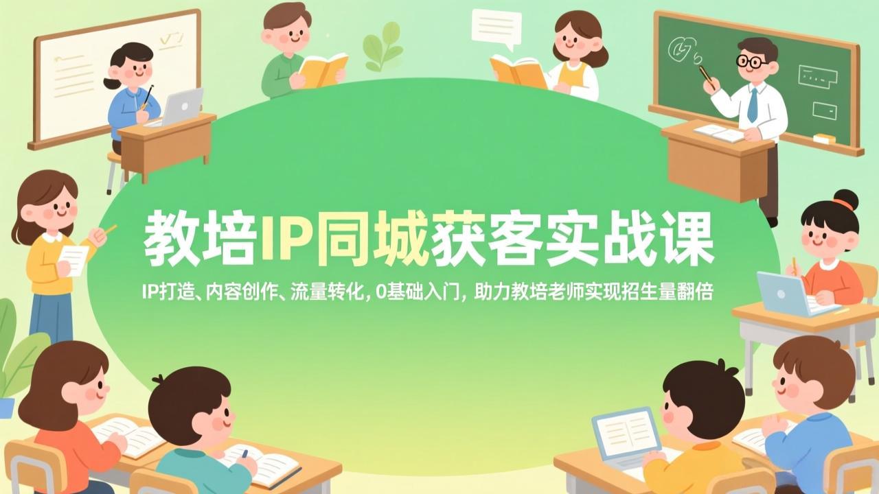 教培IP同城获客实战课，IP打造、内容创作、流量转化，0基础入门，助力教培老师实现招生量翻倍-想要创业