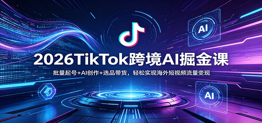 2026TikTok跨境AI掘金课：批量起号+AI创作+选品带货，轻松实现海外短视频流量变现-想要创业