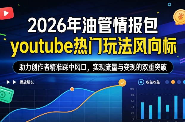 2026年油管情报包，youtube热门玩法风向标，助力创作者精准踩中风口，实现流量与变现的双重突破-想要创业