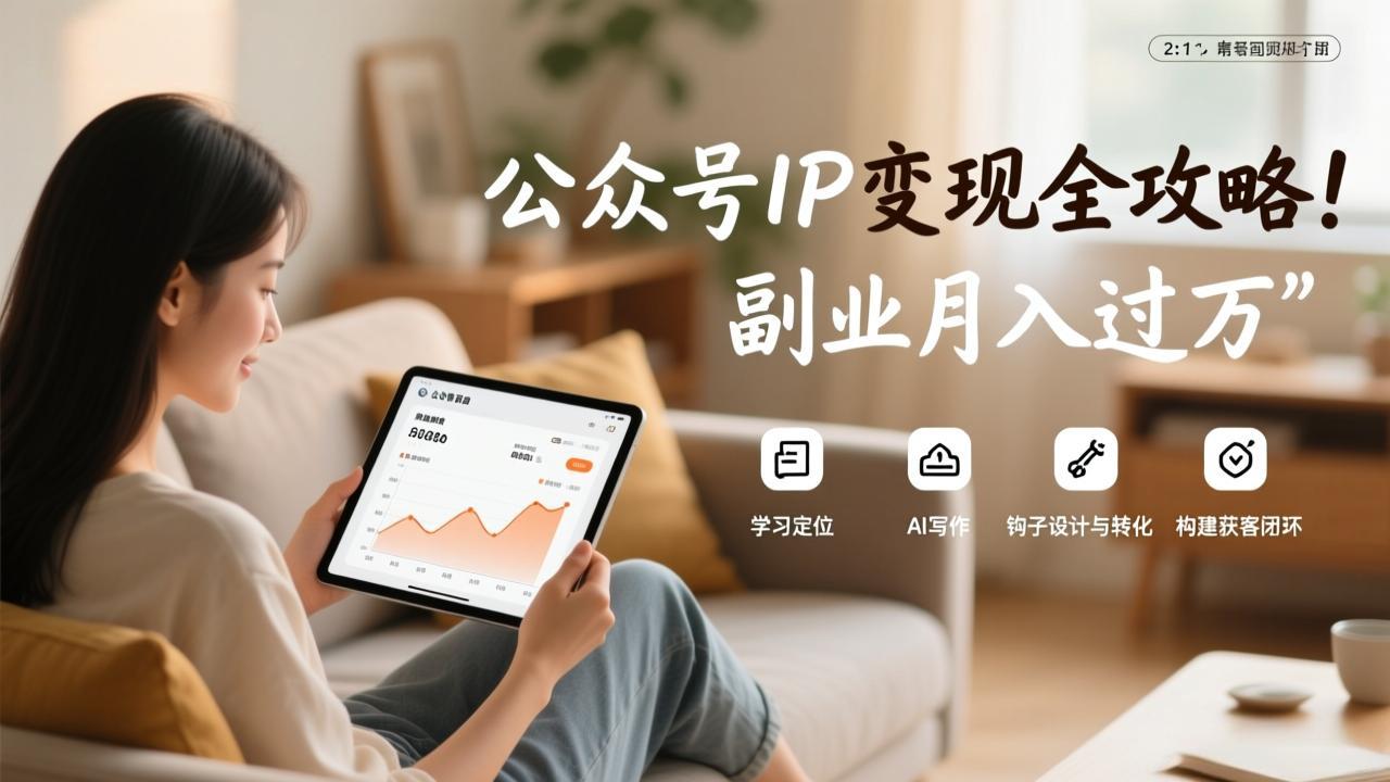 公众号IP变现全攻略，学习定位、AI写作、钩子设计与转化，构建获客闭环，副业月入过万-想要创业