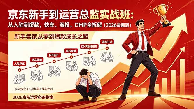 （18291期）京东新手到运营总监实战班：从入驻到爆款，快车、海投、DMP全拆解，2026最新版-想要创业