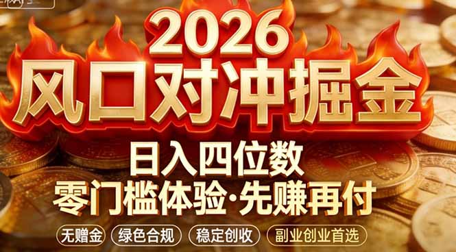 2026美金对冲套利，无赠金对冲策略保驾护航，低门槛易上手实操。单人单日收益2000+-想要创业