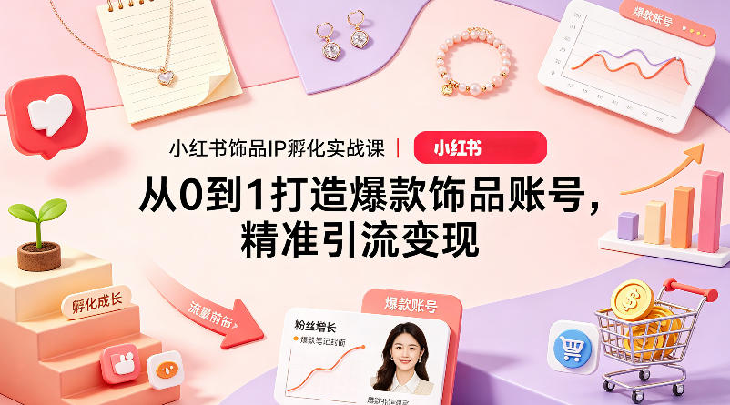 小红书饰品IP孵化实战课｜从0到1打造爆款饰品账号，精准引流变现-想要创业
