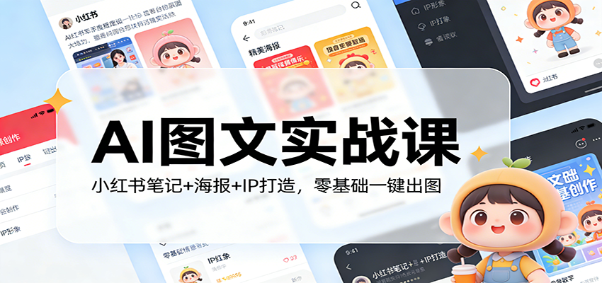 AI图文实战课:小红书笔记+海报+IP打造,零基础一键出图-想要创业
