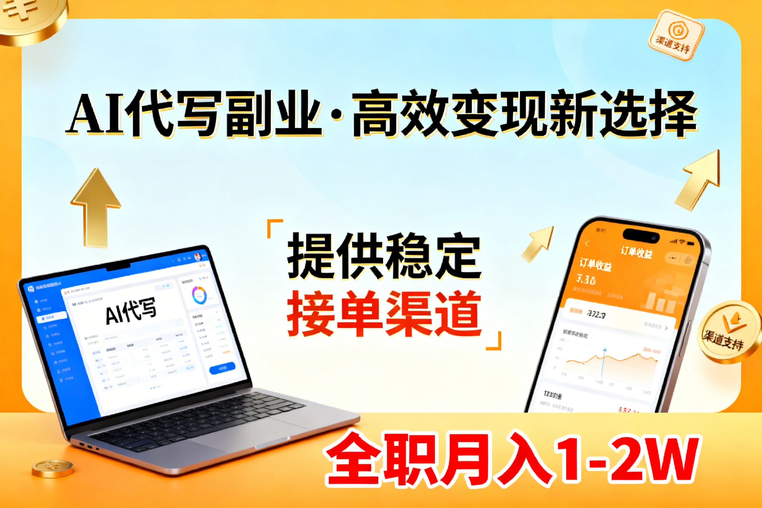 AI代写副业，高效变现，提供渠道，永不失业副业兼职 全职月入1-2W【SOP手册】-想要创业